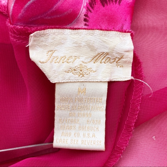 Vintage y2k babydoll slip pink floral semi sheer - Picture 9 of 12